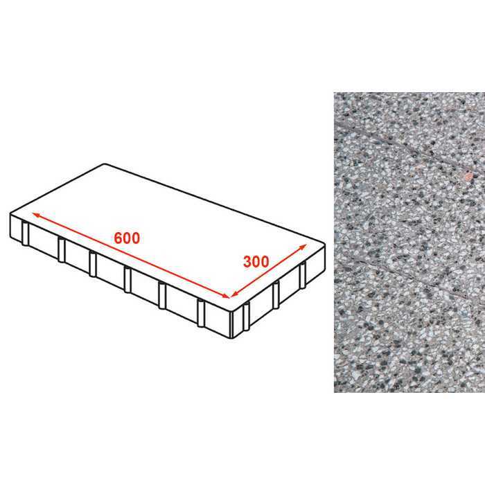 Плита тротуарная без фаски Готика Granite FINERRO Save, Белла Уайт 600x300x60 мм